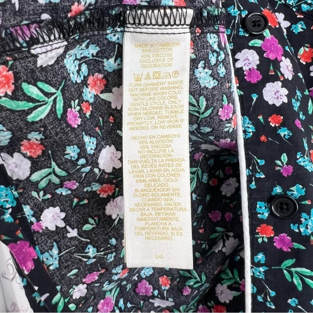 Kate spade button down tshirt button up flowers purple blue green Floral Print